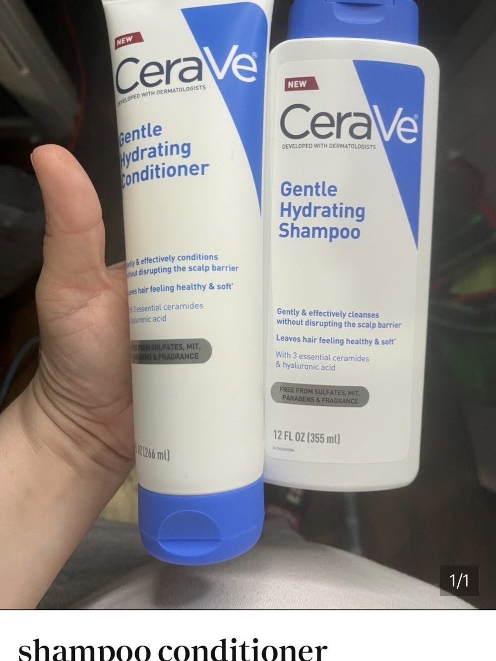 Cerave Gentle Hydrating Shampoo & Conditioner - White & Blue
